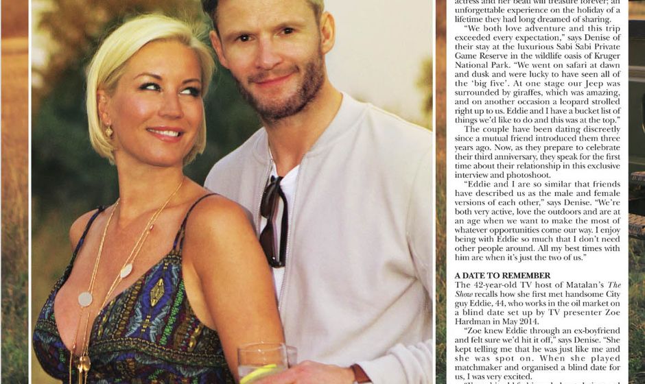 Page 1 from Hello! magazine featuring Denise Van Outen in South Africa