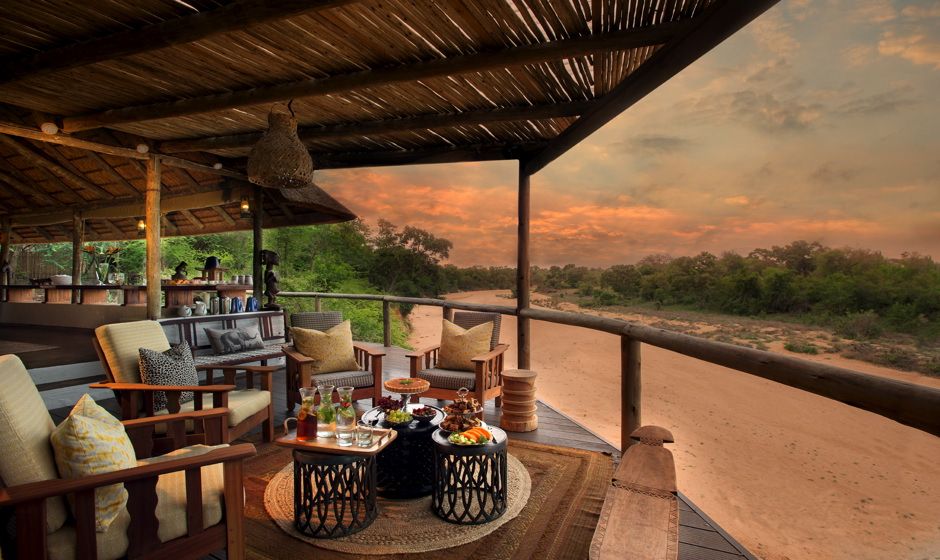 Sundowners on the deck overlooking the riverbed